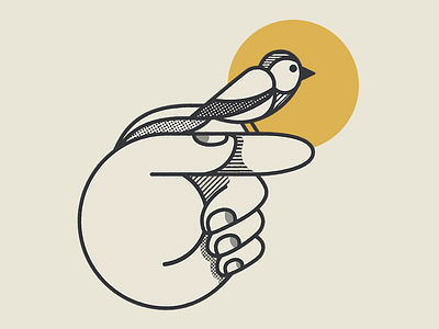 Singing Bird bird chubby hand flat golden guadalajara hand illustration mexico sun textures