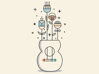 Guitar color flowers guadalajara guitar guitarist illustration mexico music plants stars textures vector