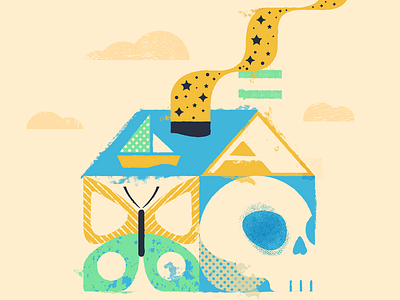 Haus boat butterfly child design gritty guadalajara home house house icon illustration letter mexico stars textures