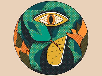 Snake Coaster beer circle coaster design eye guadalajara illustration leaves mexico mystic nature snake snakes