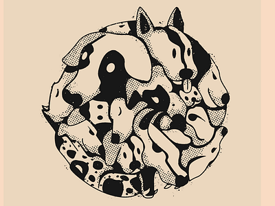 Die hunde 🐕 animals black and white circle design distressed dog dogs guadalajara illustration mexico negative space perros stain texture