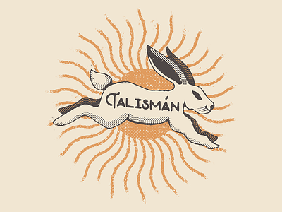 Talisman distressed earth earthy guadalajara halftone illustration jump mexico pattern rabbit sun talisman texture type