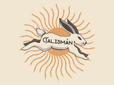 Talisman distressed earth earthy guadalajara halftone illustration jump mexico pattern rabbit sun talisman texture type