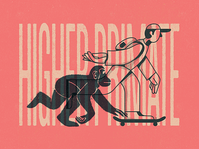 Higher Primate 🚶🏽‍♂️🐒 design evolution guadalajara halftone illustration mexico monkey primate skate skateboarding textures