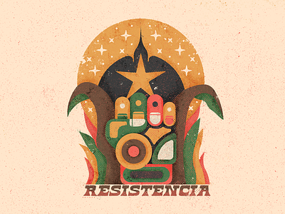 Resistance bird distressed dub fight fist geometry guadalajara illustration mexico moon plants reggae resistance revolution stars textures