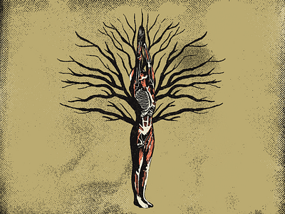 Urdhva Hastasana 🌳 asana ashtanga branches distressed guadalajara halftone illustration mexico textures tree tree of yoga yoga