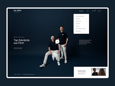 Der Milde Zahnarzt Landing page – dentists big background image dental dentist dentists home homepage landing page photography portrait photography services ui ui design ux uxdesign webdesign