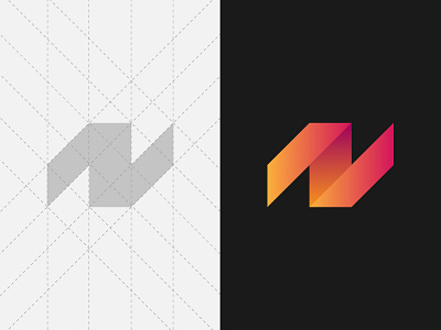 N Monogram basic branding gradient grid letter logo monogram n system