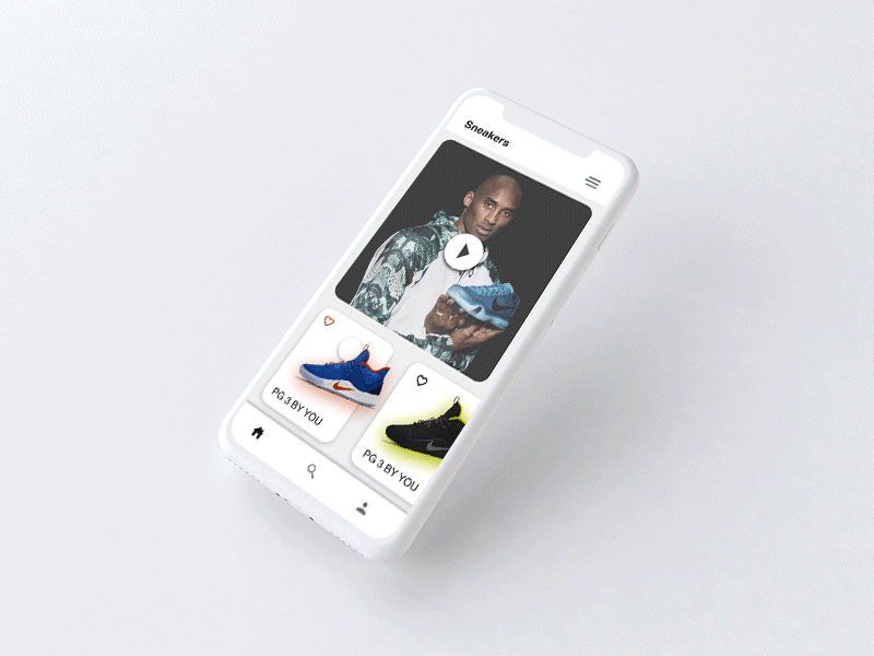 Sneaker App Animation adobe xd animation apps clean gif iphonex ui minimalistic mobile app design mobile ui prototypes shoe app shoes sneakers trending ui kit ui ux design