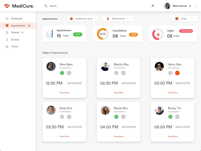 MediCure web application for clinic and appointments Management.