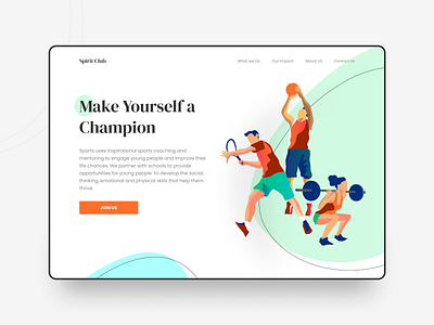 Sport Club Website Design 2020 champion clean ui club design fitness club graphics illustration inspiration interface landing page minimal minimalist player spirit sport club sports design trending ui website