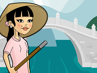 Boat Girl cartoon character design illustration