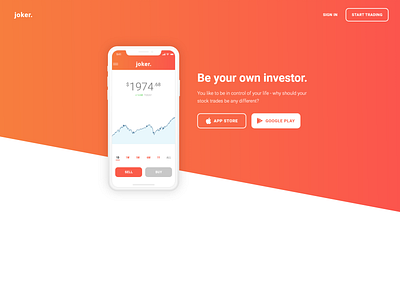 Investing Demo -Sneak Peek investing landing page prototype stock trading ux web design