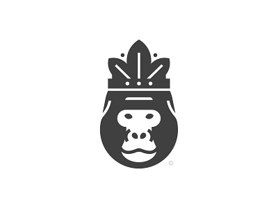 The king of gorillas animal brand crown design gorilla icon leaf logo mark print