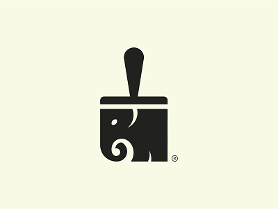 Elepaint animal black branding elephant elephant logo icon illustration logo mark negative space paint paint logo