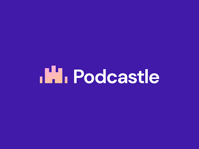 Podcastle(Sound Wave and Castle) brand branding castle logo mark podcast sound wave