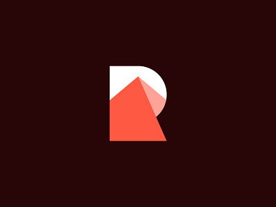 R and Mountain Logo Mark branding creative financial fintech letter logo mark minimal mountain r red technology unique