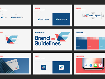 Flex Capital - Brand Guidelines bird brand branding capital credit finance fintech fly loan logo mark tech wings