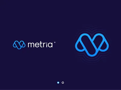 Metria blue logo brand branding icon logo m m logo mark tech logo