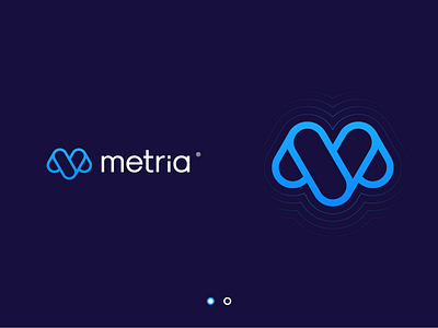 Metria blue logo brand branding icon logo m m logo mark tech logo