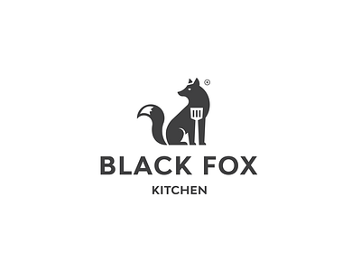 BLACK FOX KITCHEN black white black fox brand branding cooking food icon kitchen mark print