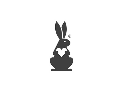 Rabbit and Heart animal black brand branding bunny design heart icon logo mark print rabbit