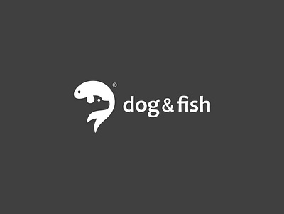 Dog&Fish animal black black white branding design dog fish icon logo mark print