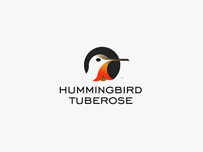 HUMMINGBIRD&TUBEROSE bird bird logo branding flower flower logo hummingbird icon logo orange print