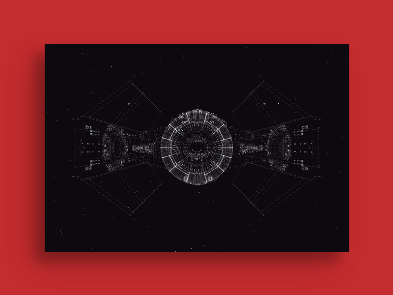 TIE Fighter Advanced X1 after effects c4d generative large format plexus print star wars tie fighter vader x1