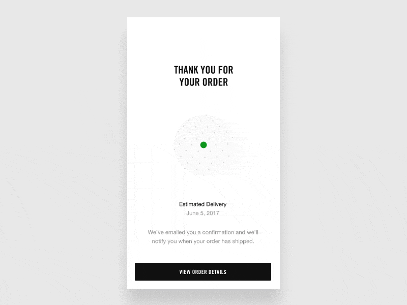 Order Confirmation Concept animation checkout confirmation cta globe interaction interface motion nike order ui ux