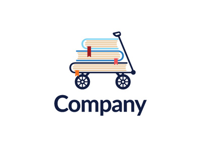 Book Wagon abstract books bookstore branding concept design education element icon illustration isolated library logo logo design logos logotype press university vector wagon