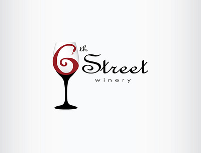 6th street winery logo 6th branding cellar design icon illustration logo maroon red retro street vector wine