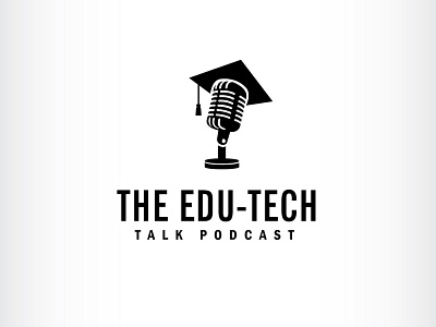 Education podcast logo branding college design education graduation cap icon illustration logo mic podcast vector