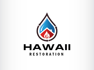 Fire and Flood Restoration Logo branding design disaster fire flame flood house icon illustration logo restoration vector water