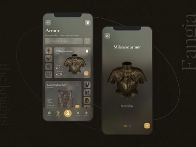 Fangia, Middle Ages Application for Knights application battles behance case concept design design app figma figma design knight knights middle age middle ages ui ui ux uidesign uiux ux ui uxui