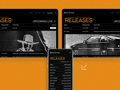 BLVCK CEILING, Web & UX/UI, Releases behance brutalism creative dark design electronic figma interface music mystic releases typography ui uidesign uiux ux webdesign