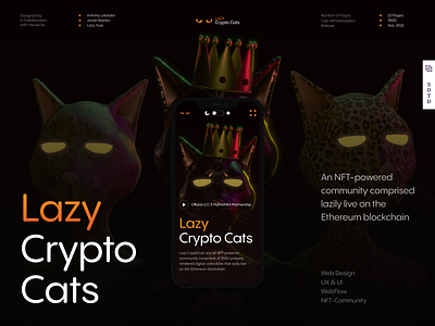NFT-Community — Lazy Crypto Cats, Web Design & UX/UI 3d 3d illustration awards behance branding case cats design figma illustration nft nft community ui uidesign uiux user interface ux web design webdesign website
