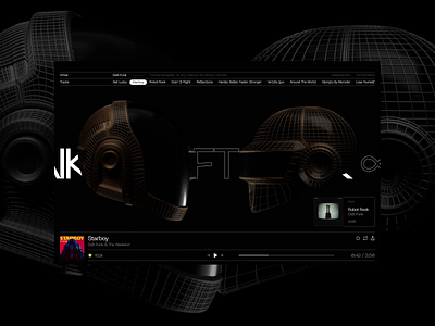 Lost, Web/Motion Design 3d animation black c4d cgi daft punk design experiment figma layout motion motion graphics music player redshift the weeknd ui uidesign uiux webdesign