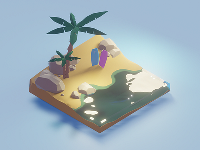 Beach blender blender3d eevee lowpoly