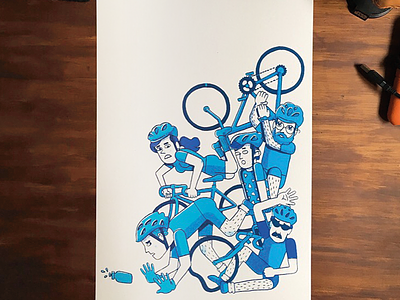 Pinchflat2016 bike blue hand drawn monochromatic pinchflat poster texture