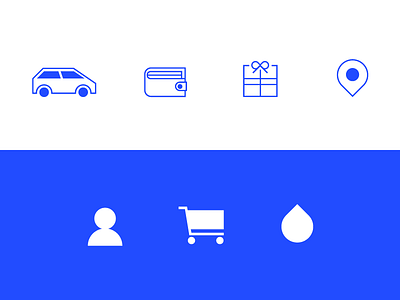 Iconography (2, 3?) blue car cart carwash gift icons pixel perfect profile ui vector wallet