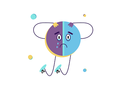 Sad pill aid anxiety blue cartoon illustration design eyes help ignorance illustraion illustrator medicicne mint pill sad sadness size violet yellow