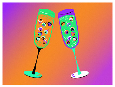 Halloween champagne 🥂 abstract adobe artwork champagne contrast design digitalart fantasy graphic design halloween illustration illustrator orange ui violet