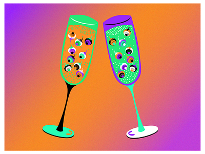 Halloween champagne 🥂 abstract adobe artwork champagne contrast design digitalart fantasy graphic design halloween illustration illustrator orange ui violet