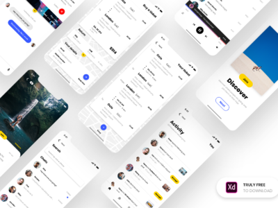 Backpack - UI Kit Free for Adobe XD adobe xd design free ui kit freebie freebie xd ios social app travel app ui ui kit uidesign uiux ux