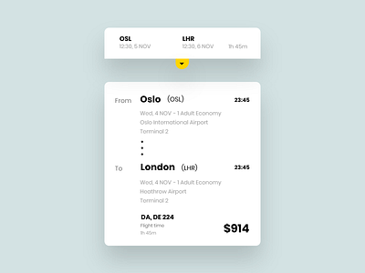 Ticket booking details card for a travel app.