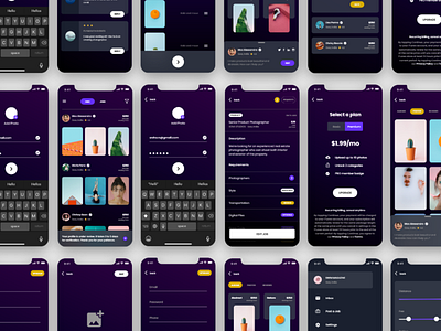 Photography iOS App app design app designer dark app dark ui design interface ios onboarding photography ui uidesign uiux user ux website