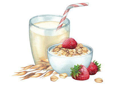 Watercolor oat milk art cereal design eco eco food food painting illustration milk oat oat milk plant based milk watercolor watercolor food watercolor painting