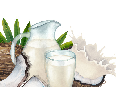 Watercolor coconut milk