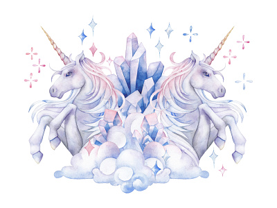 Watercolor unicorns